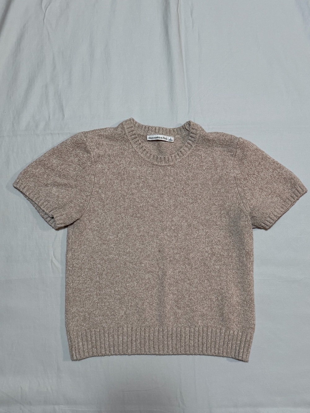 Abercrombie‎ & Fitch Short Sleeve Sweater Tee in Light Brown Size Large Cotton